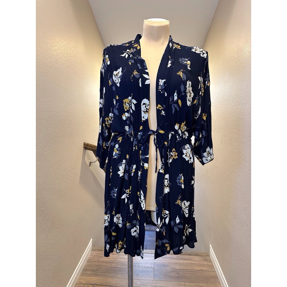 Maurices Navy Floral Rayon Duster Robe 0 / 1